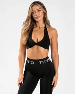 TEVEO Signature Twisted Sports Bra in Black