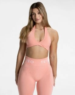 TEVEO Signature Twisted Sport BH Peach - Damen Fitness Bra
