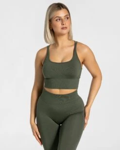 Sport BH Khaki mit Rückenausschnitt & Herausnehmbaren Pads