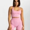 Damen Sport BH Statement in Pink – Komfort & Support mit Rückenausschnitt