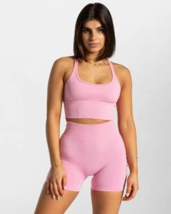 Damen Sport BH Statement in Pink – Komfort & Support mit Rückenausschnitt