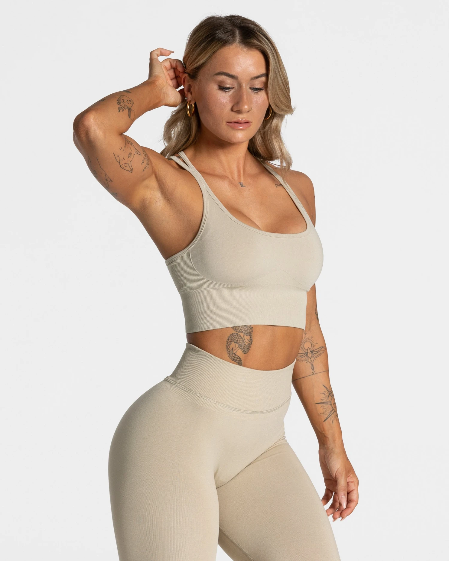 Sport BH Sand Damen - Statement Medium Support Bra mit Rückenausschnitt 3 Sport BH Sand Damen - Statement Medium Support Bra mit Rückenausschnitt