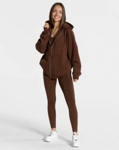 Statement Oversized Jacke "Kaffee" -Teveo Geschaft Statement Oversized Zip Jacke Kaffee 5753