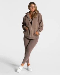 Statement Oversized Jacke "Mokka" -Teveo Geschaft Statement Oversized Zip Jacke Mokka 6877