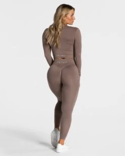 Statement Fitness Zip Jacke Mokka – Dein stylischer Begleiter fürs Training -Teveo Geschaft Statement Zip Jacke Mokka 6813