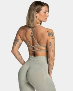 TEVEO Acid Sport BH Salbei mit Schnürrücken - Damen Fitness Top -Teveo Geschaft TEVEO Acid Bh salbei 0043