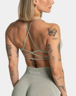 TEVEO Acid Sport BH Salbei mit Schnürrücken - Damen Fitness Top -Teveo Geschaft TEVEO Acid Bh salbei 0059