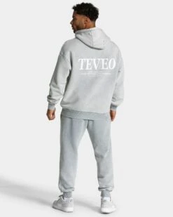 Acid Wash Jogginghose Herren Hellgrau - Premium Baumwolle -Teveo Geschaft TEVEO Acid Hoodie light grey 0056