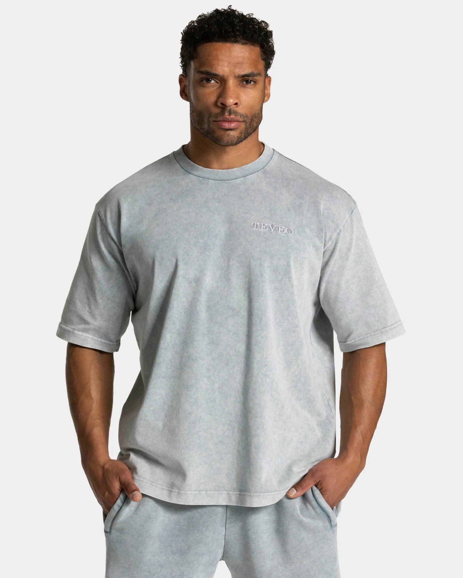 TEVEO Acid T-Shirt Hellgrau – Oversized Vintage Look 4 TEVEO Acid T-Shirt Hellgrau – Oversized Vintage Look – Bild 2