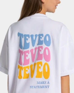 TEVEO Candy Oversized T-Shirt Weiß – Damen Lifestyle & Gym Shirt -Teveo Geschaft TEVEO Candy Oversized T Shirt weiss 0433