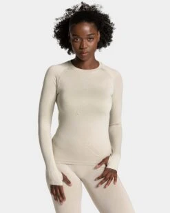 TEVEO Endorphin Longsleeve Damen "Latte" – Performance Running & Gym Shirt