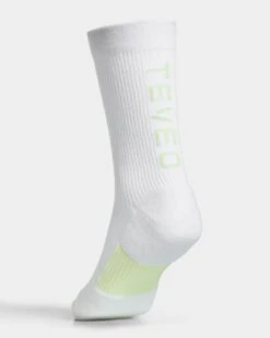 TEVEO Endorphin Socken Weiß-Limelight – Performance Laufsocken 2er Pack