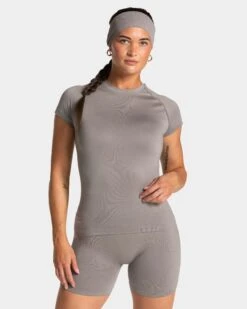 TEVEO Endorphin T-Shirt Smoke - Damen Sportshirt für Running & Gym