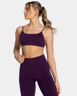 TEVEO Femme Backless Sport BH – Aubergine mit rückenfreiem Design