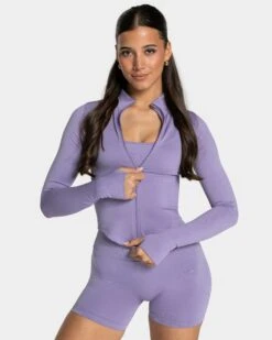Femme Shaping Zip Jacke in Lavendel – Figurbetonte Sportjacke für Damen