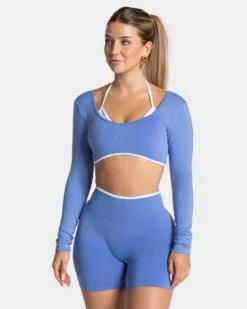 Sport Longsleeve Damen mit integriertem BH in Azure – Ignite Collection