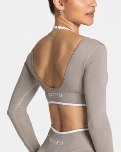 Women's 2-in-1 Fitness Longsleeve with Built-in Bra - Stone Grey 10 Women's 2-in-1 Fitness Longsleeve with Built-in Bra - Stone Grey -Teveo Geschaft TEVEO Ignite Longsleeve Stone 5731
