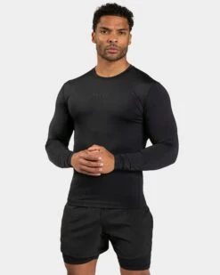 Pace Longsleeve Schwarz – Enganliegendes Performance-Sportshirt für Herren