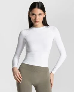 Timeless Pro Damen Longsleeve Weiß - Premium Nahtloses Sport-Oberteil
