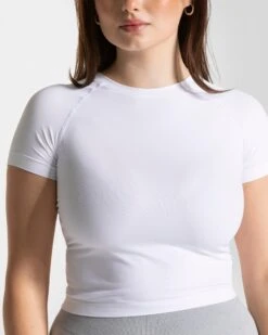 Timeless Pro T-Shirt Weiß - Nahtloses Premium Damen Sportshirt -Teveo Geschaft TEVEO Timeless Pro T Shirt Weiss 0431