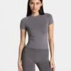 Seamless Damen Sport T-Shirt Graphit - Atmungsaktiv & Dehnbar -Teveo Geschaft TEVEO Timeless Pro T shirt Graphit 8787