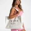TEVEO Tote Bag - Off White Canvas Shoulder Bag 2 TEVEO Tote Bag - Off White Canvas Shoulder Bag -Teveo Geschaft Totebag 0104