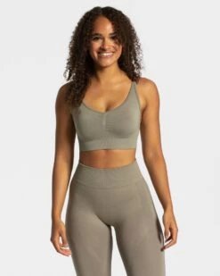 TEVEO Charming Scrunch Sport-BH Khaki - Perfekter Push-Effekt