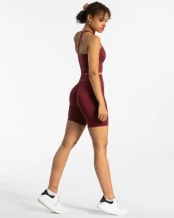 Damen Seamless Shorts Weinrot – High Waist Fitness Shorts mit Booty-Contour -Teveo Geschaft classy seamless shorts weinrot 925577