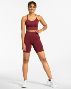 Damen Seamless Shorts Weinrot – High Waist Fitness Shorts mit Booty-Contour -Teveo Geschaft classy seamless shorts weinrot 961374