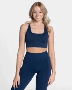 TEVEO Everyday Backless Top - Dunkelblau Fitness Oberteil für Damen