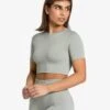 Sensation Fitness Crop Top Grau – Sport-Oberteil mit formendem Bund 2 Sensation Fitness Crop Top Grau – Sport-Oberteil mit formendem Bund -Teveo Geschaft sensation crop top grau 810068