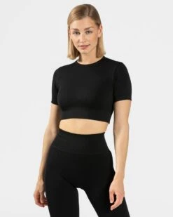 Sensation Crop Top Schwarz - Klassisches Damen Sport-Top