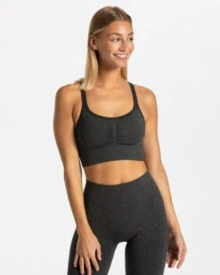 Damen Sport BH mit Scrunch Effekt & Push-up - Dunkelgrau Fitness Top