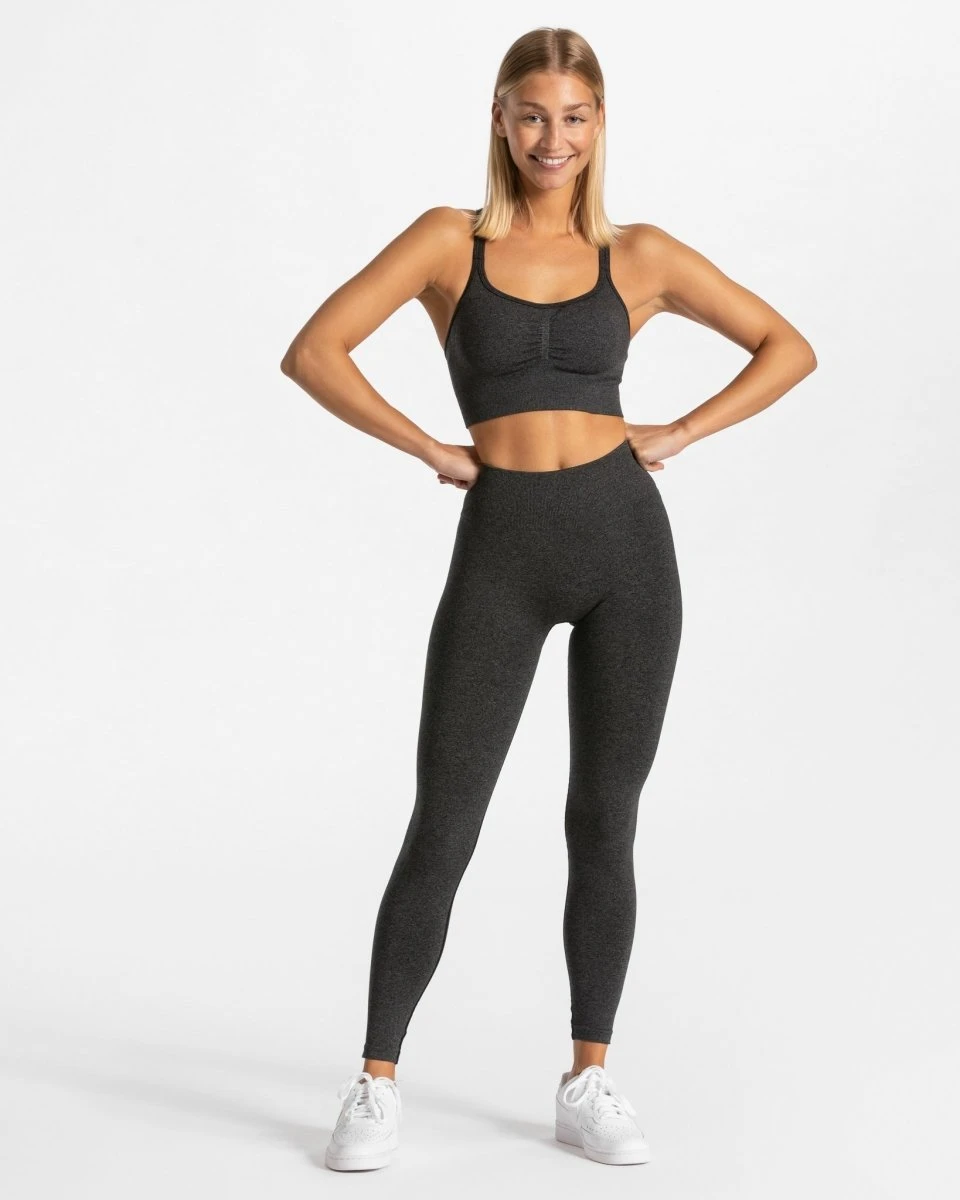 Damen Sport BH mit Scrunch Effekt & Push-up - Dunkelgrau Fitness Top 5 Damen Sport BH mit Scrunch Effekt & Push-up - Dunkelgrau Fitness Top – Bild 3