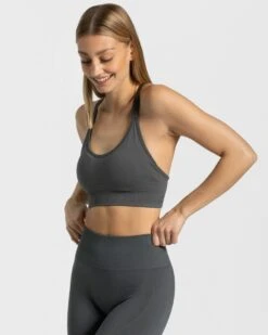 True Seamless Sport BH - Dunkelgrau mit Push-Effekt und Cross-Back Design