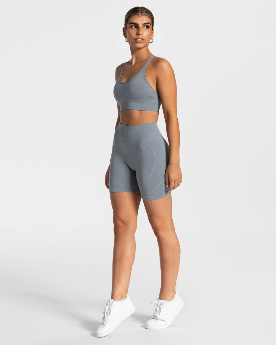 Seamless Sport-Shorts für Damen mit Push-Up Effekt in Stahlblau 5 Seamless Sport-Shorts für Damen mit Push-Up Effekt in Stahlblau – Bild 3